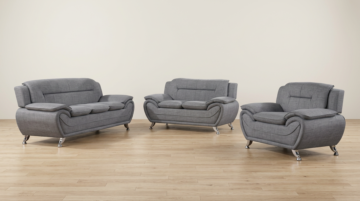 Linen Look Light Grey Living Room Set