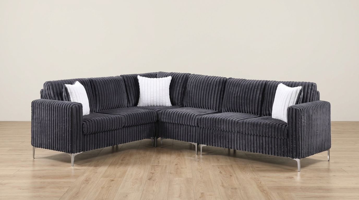 Charcoal Corduroy Sectional