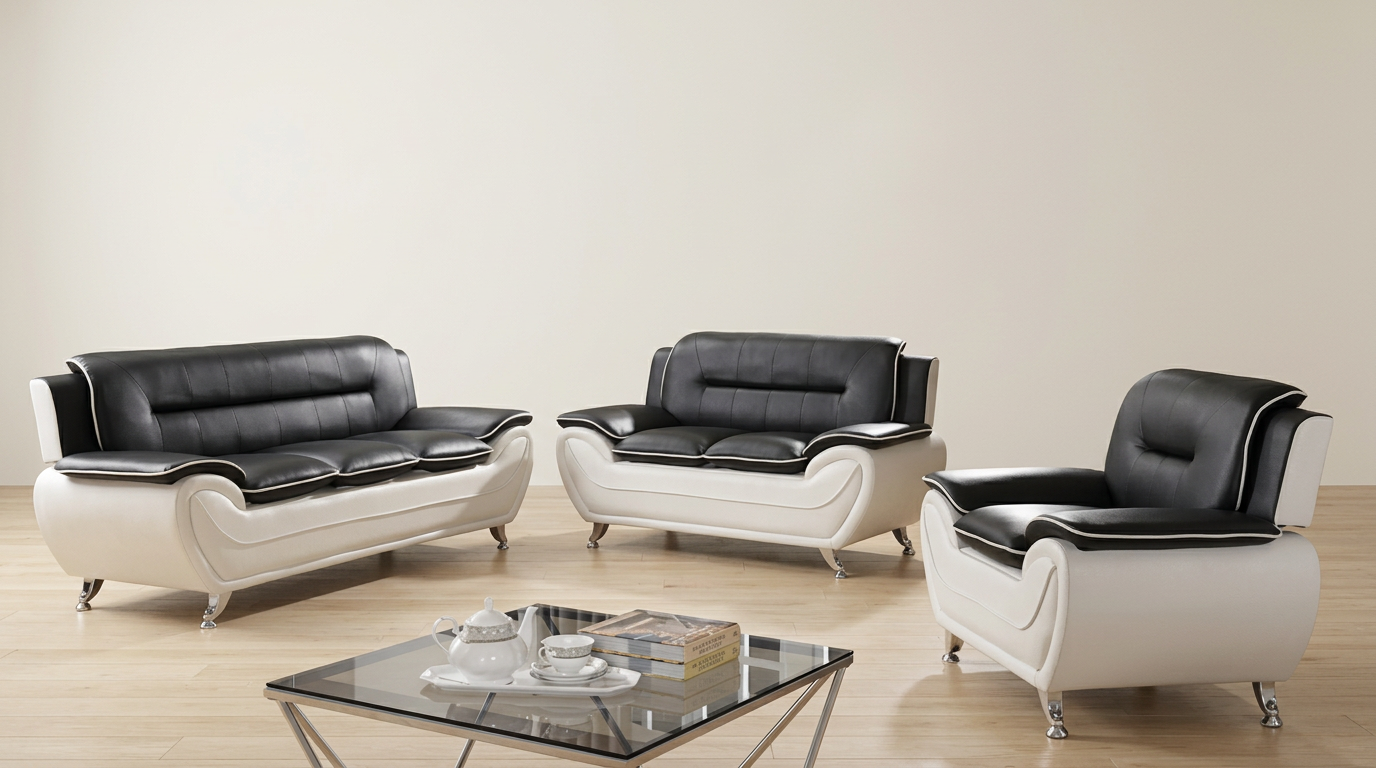 Duo Black & White Leather Look Set