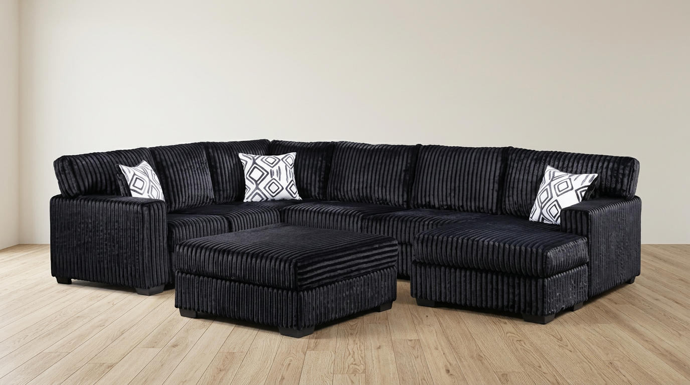 Black 4-Piece Reversible Sectional
