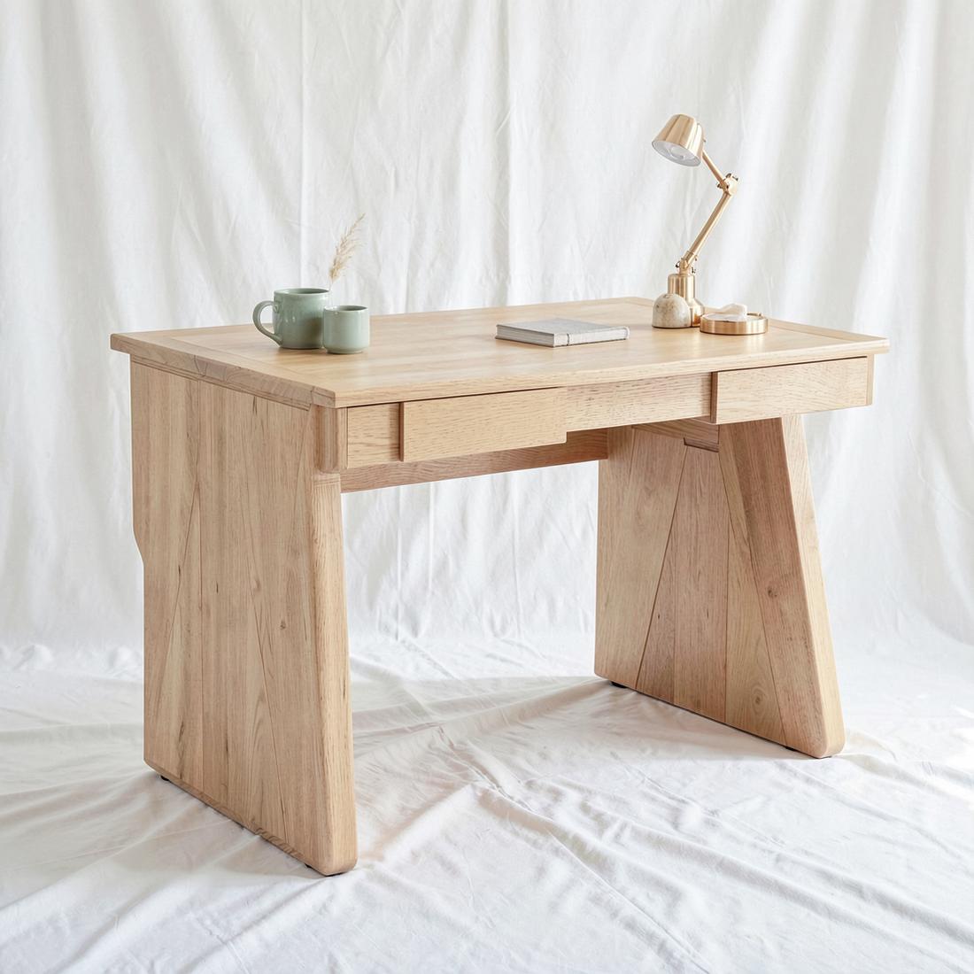 Vluxury Modular Desk — Oak and Brushed Brass